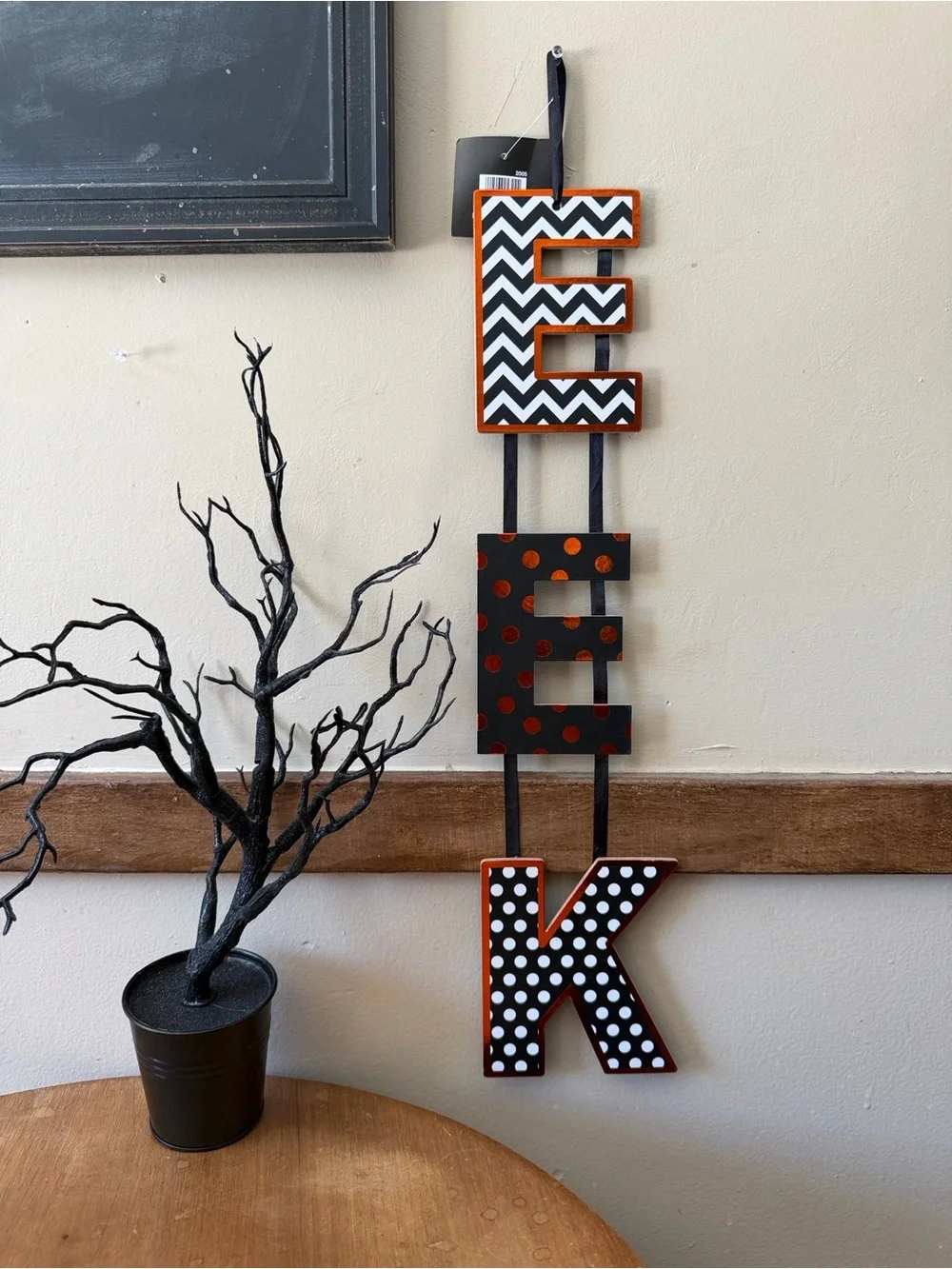 Hobby Lobby Halloween Wall Hanging in Black, White, Orange